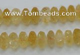 CCR10 15.5 inches 6*12mm faceted rondelle natural citrine gemstone beads