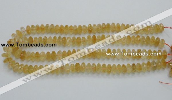 CCR10 15.5 inches 6*12mm faceted rondelle natural citrine gemstone beads