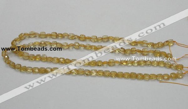 CCR12 15.5 inches 7*7mm faceted square natural citrine gemstone beads