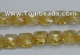 CCR15 15.5 inches 10*10mm faceted square natural citrine gemstone beads