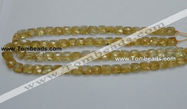 CCR15 15.5 inches 10*10mm faceted square natural citrine gemstone beads