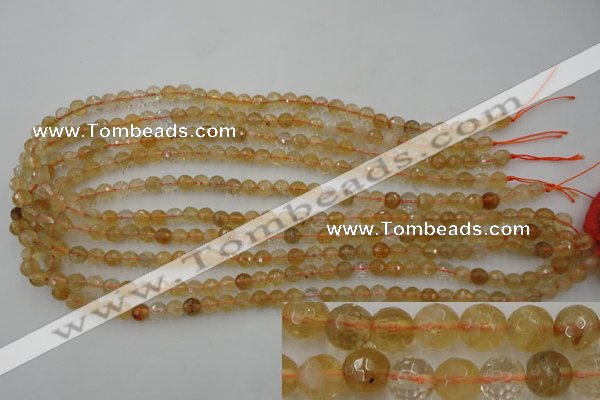 CCR151 15.5 inches 6mm faceted round natural citrine gemstone beads