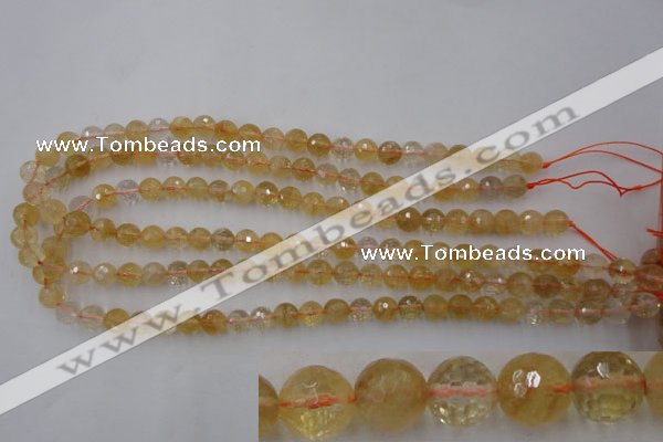 CCR153 15.5 inches 8mm faceted round natural citrine gemstone beads