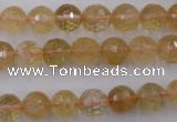 CCR154 15.5 inches 9mm faceted round natural citrine gemstone beads