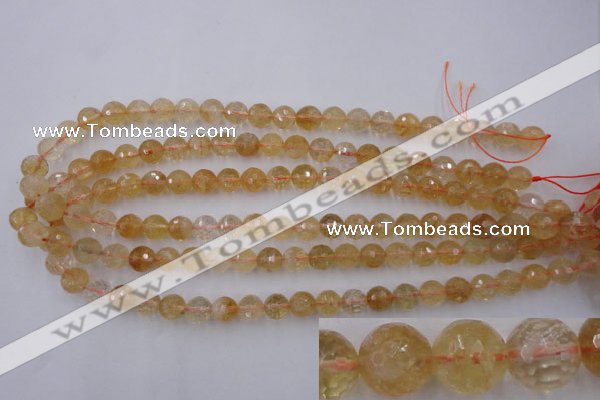 CCR154 15.5 inches 9mm faceted round natural citrine gemstone beads