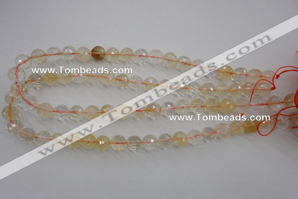 CCR155 15.5 inches 10mm faceted round natural citrine beads