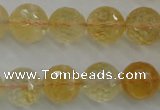 CCR159 15.5 inches 14mm faceted round natural citrine beads