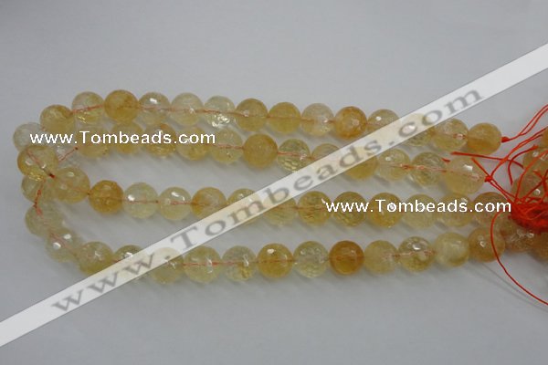 CCR159 15.5 inches 14mm faceted round natural citrine beads