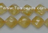 CCR17 15.5 inches 12*12mm faceted diamond natural citrine gemstone beads