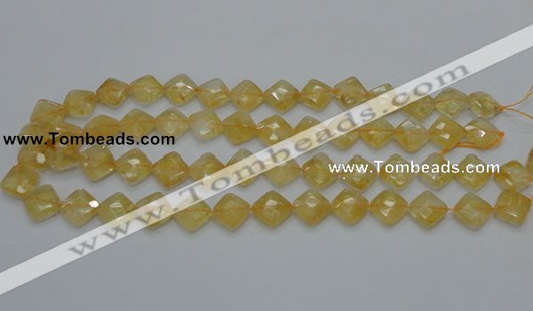 CCR17 15.5 inches 12*12mm faceted diamond natural citrine gemstone beads