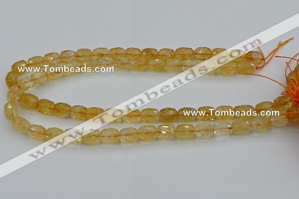 CCR179 15.5 inches 10*12mm faceted drum citrine gemstone beads