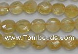 CCR18 15.5 inches 10mm faceted flat round natural citrine gemstone beads