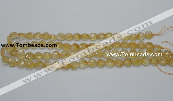 CCR18 15.5 inches 10mm faceted flat round natural citrine gemstone beads