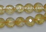 CCR19 15.5 inches 12mm faceted flat round natural citrine gemstone beads