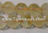 CCR205 15.5 inches 14mm faceted round natural citrine gemstone beads