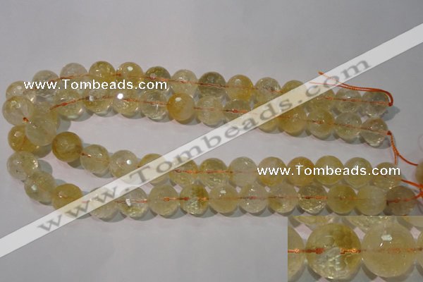 CCR205 15.5 inches 14mm faceted round natural citrine gemstone beads