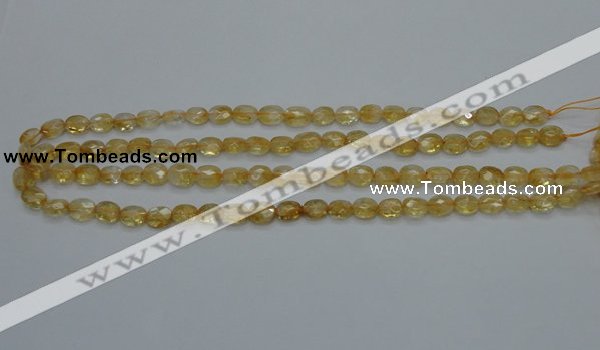 CCR21 15.5 inches 6*7mm faceted oval natural citrine gemstone beads