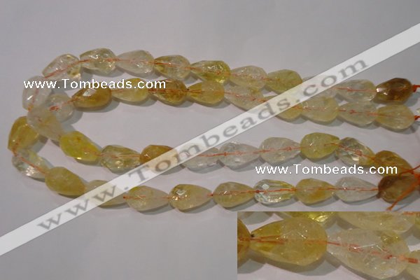 CCR212 15.5 inches 13*18mm faceted teardrop citrine gemstone beads