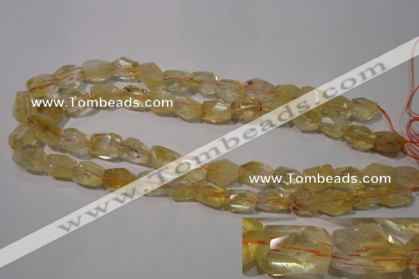 CCR214 15.5 inches 12*14mm faceted nuggets natural citrine beads