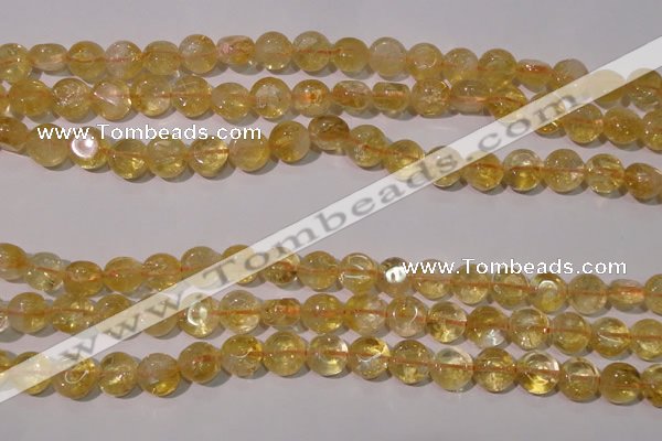 CCR230 15.5 inches 8mm flat round natural citrine gemstone beads