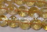 CCR231 15.5 inches 10mm flat round natural citrine gemstone beads