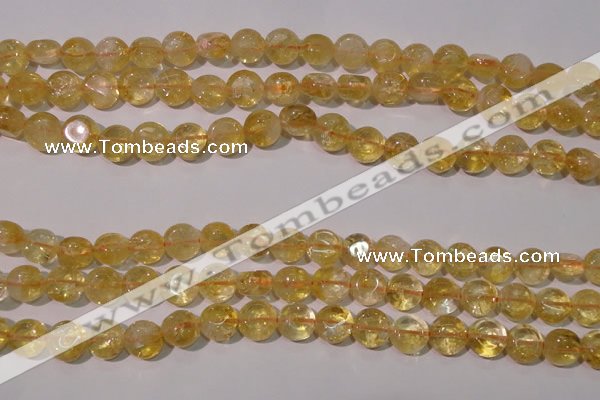 CCR231 15.5 inches 10mm flat round natural citrine gemstone beads