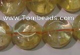 CCR233 15.5 inches 14mm flat round natural citrine gemstone beads