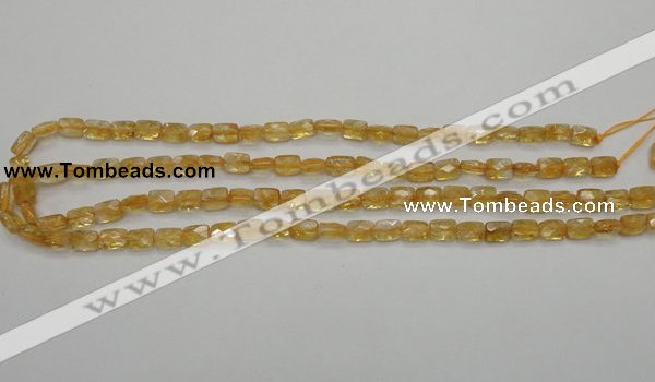 CCR26 15.5 inches 6*7mm faceted rectangle natural citrine beads