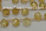 CCR31 15.5 inches 8*10mm faceted briolette natural citrine beads