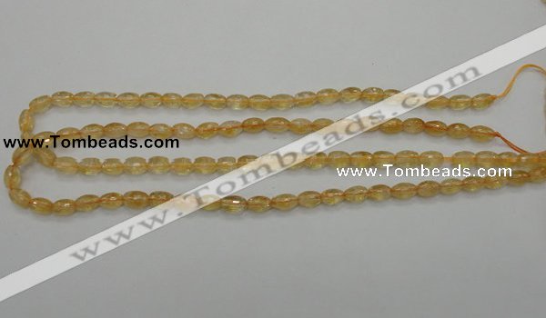 CCR32 15.5 inches 6*8mm faceted rice natural citrine gemstone beads