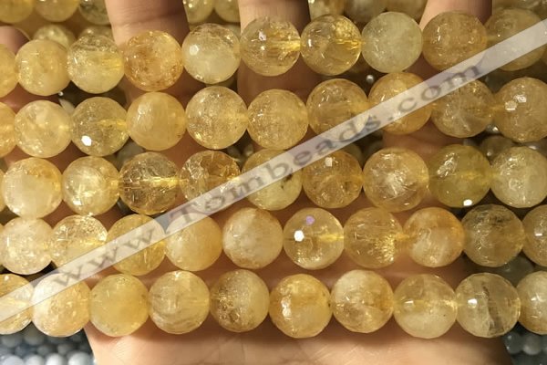 CCR358 15.5 inches 12mm faceted round citrine beads