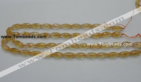 CCR36 15.5 inches 8*16mm faceted rice natural citrine gemstone beads