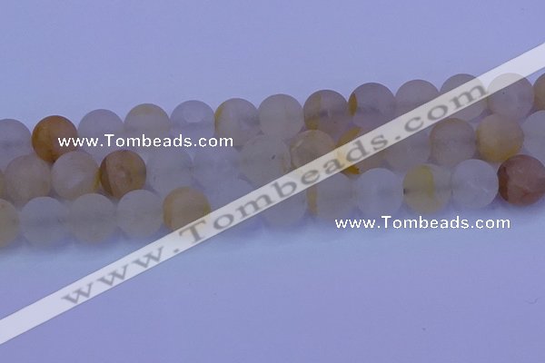 CCR375 15.5 inches 14mm round matte citrine beads wholesale