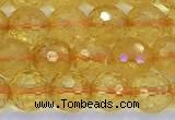 CCR385 15 inches 6mm faceted round citrine beads wholesale