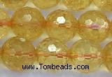 CCR386 15 inches 8mm faceted round citrine beads wholesale