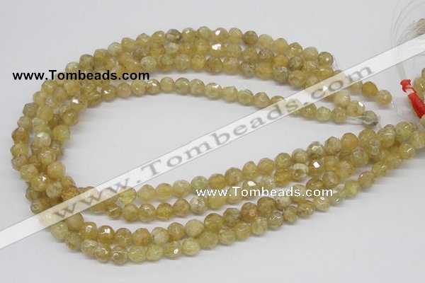 CCR83 15.5 inches 8mm faceted round citrine gemstone beads wholesale