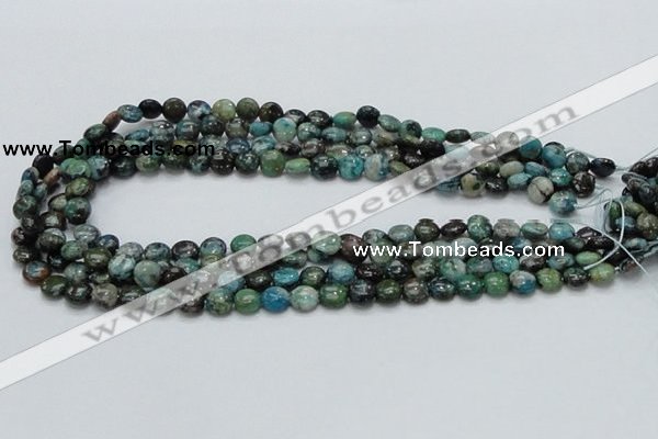 CCS14 15.5 inches 8mm flat round natural chrysocolla gemstone beads