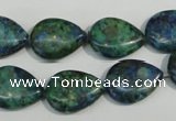 CCS173 15.5 inches 13*18mm flat teardrop dyed chrysocolla gemstone beads