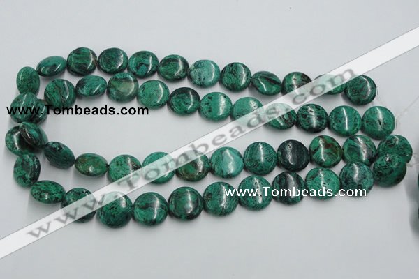 CCS214 15.5 inches 16mm flat round natural Chinese chrysocolla beads