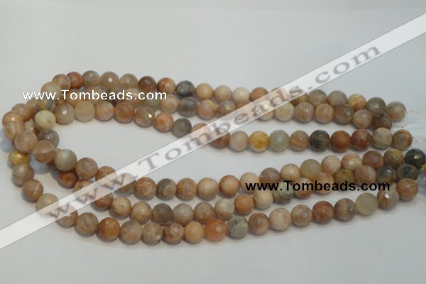 CCS312 15.5 inches 10mm faceted round natural sunstone beads