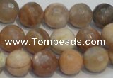 CCS313 15.5 inches 12mm faceted round natural sunstone beads