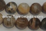 CCS314 15.5 inches 14mm faceted round natural sunstone beads