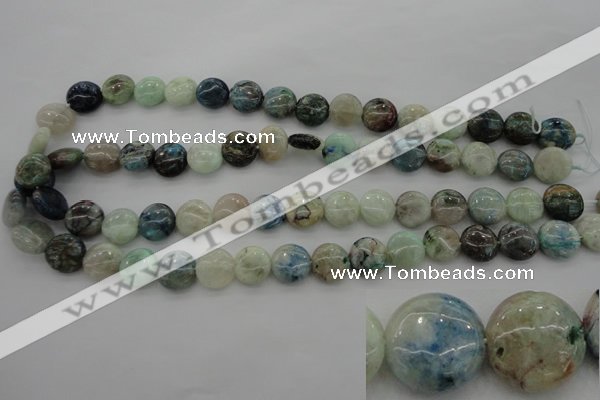 CCS38 15.5 inches 12mm flat round natural chrysocolla gemstone beads