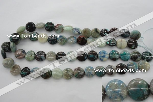CCS39 15.5 inches 14mm flat round natural chrysocolla gemstone beads