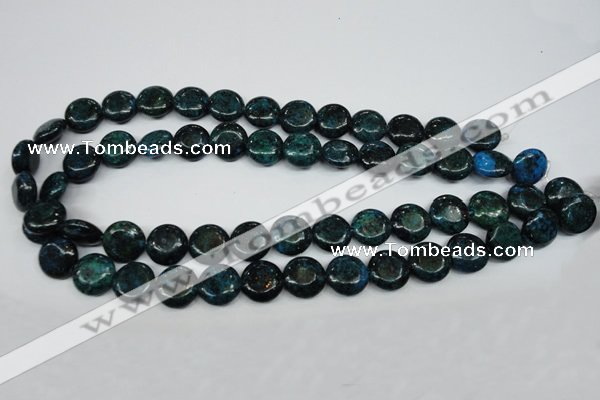 CCS434 15.5 inches 14mm flat round dyed chrysocolla gemstone beads