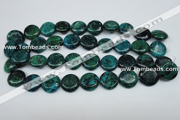 CCS437 15.5 inches 20mm flat round dyed chrysocolla gemstone beads