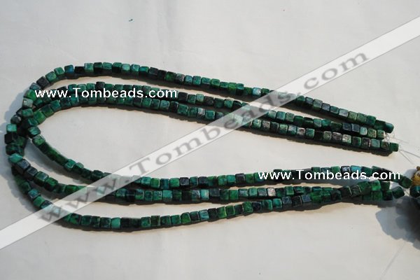 CCS610 15.5 inches 4*4mm cube dyed chrysocolla gemstone beads