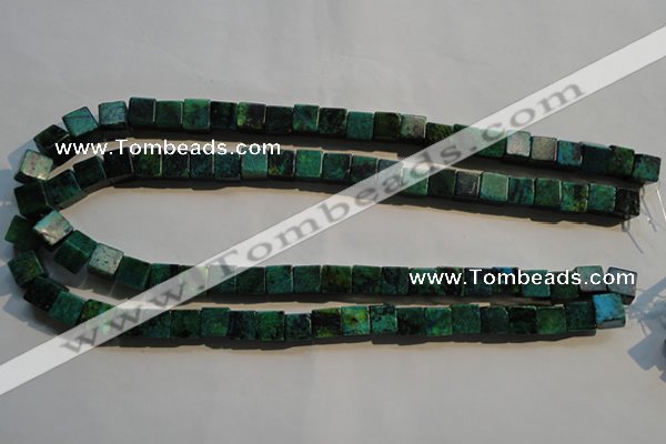 CCS612 15.5 inches 8*8mm cube dyed chrysocolla gemstone beads