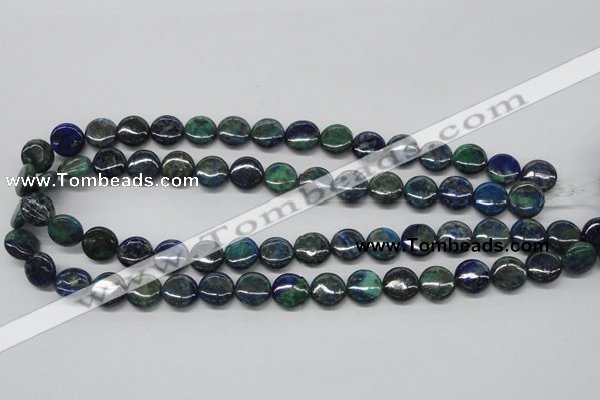 CCS63 16 inches 12mm flat round dyed chrysocolla gemstone beads