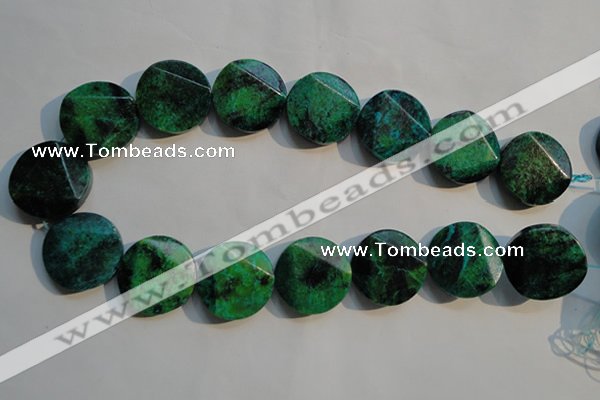 CCS677 15.5 inches 25mm faceted coin dyed chrysocolla gemstone beads